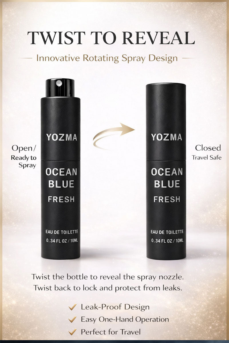 YOZMA Ocean Blue Perfume Set for Men – 3×10ml Travel Size Fragrance Discovery Set (Fresh, Intense, Elixir)