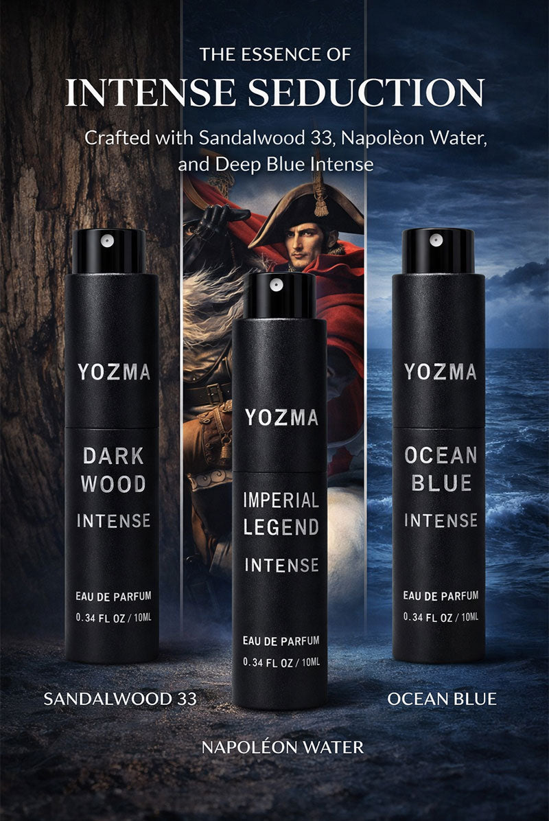 YOZMA Men’s Perfume Discovery Set 3×10ml – Gentlemen Collection Travel Size Fragrance Set (Dark Wood, Imperial Legend, Ocean Blue)