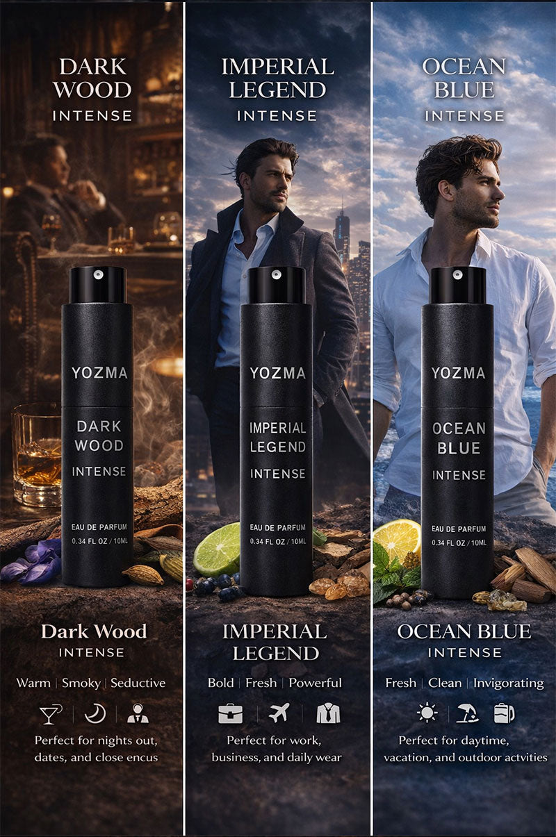 YOZMA Men’s Perfume Discovery Set 3×10ml – Gentlemen Collection Travel Size Fragrance Set (Dark Wood, Imperial Legend, Ocean Blue)