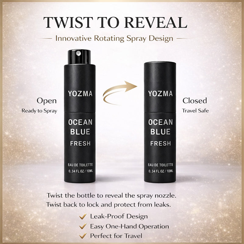YOZMA Ocean Blue Perfume Set for Men – 3×10ml Travel Size Fragrance Discovery Set (Fresh, Intense, Elixir)