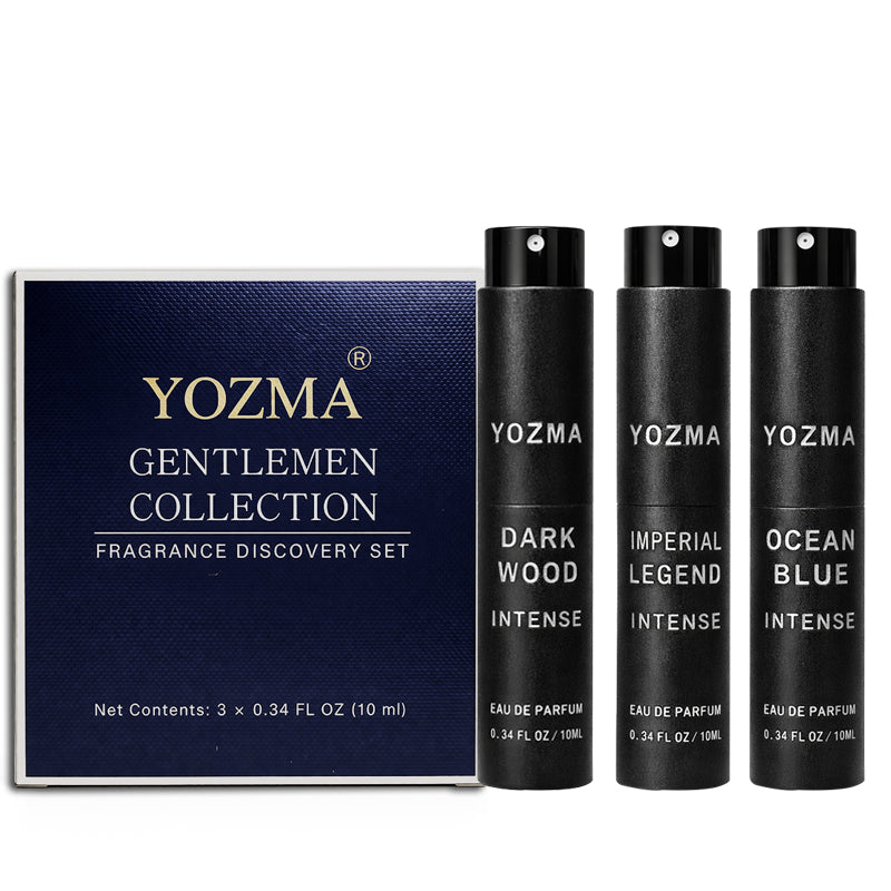 YOZMA Men’s Perfume Discovery Set 3×10ml – Gentlemen Collection Travel Size Fragrance Set (Dark Wood, Imperial Legend, Ocean Blue)