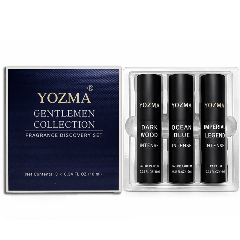 YOZMA Men’s Perfume Discovery Set 3×10ml – Gentlemen Collection Travel Size Fragrance Set (Dark Wood, Imperial Legend, Ocean Blue)